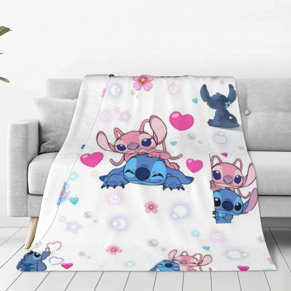 

Disney Stitch Plush Flannel Blanket - Warm and Snuggly Fleece Throw for Couch, Bed, and Camping Adventures Any Time of Year