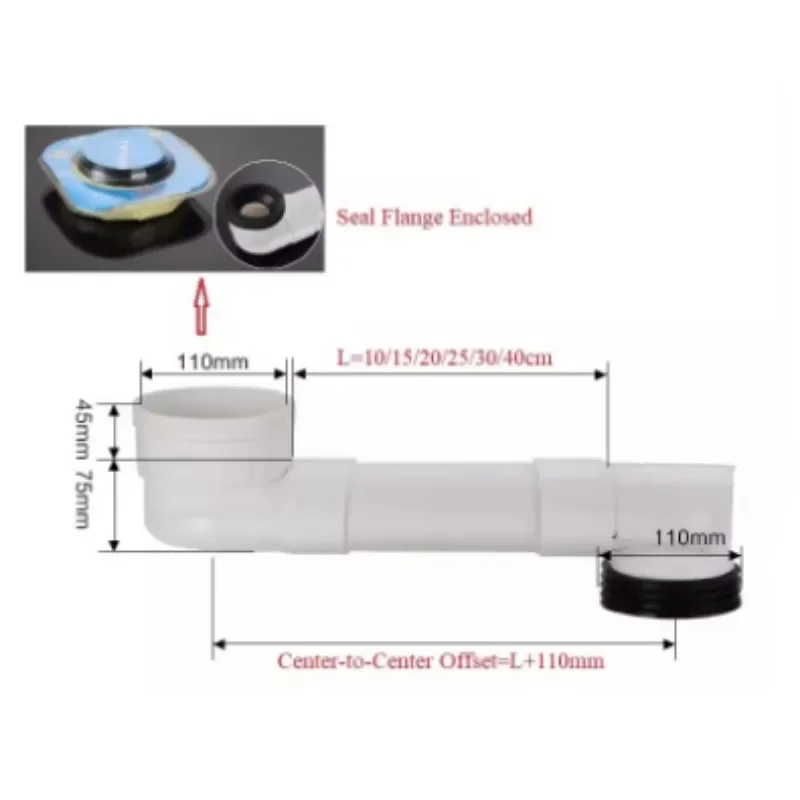 1Piece DIY Resizable Plastic Oval Pipe Toilet Drain Relocation Offset Flange Adapter Shifter For Remodeling Plumbing