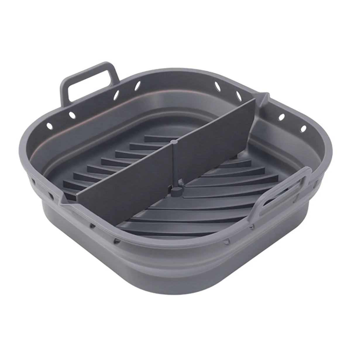 

A74X Air Fryer Silicone Plate Square Reusable Air Fryer Cooking Accessories Foldable 8.5in Airfryer Tool Baking Mold Grey