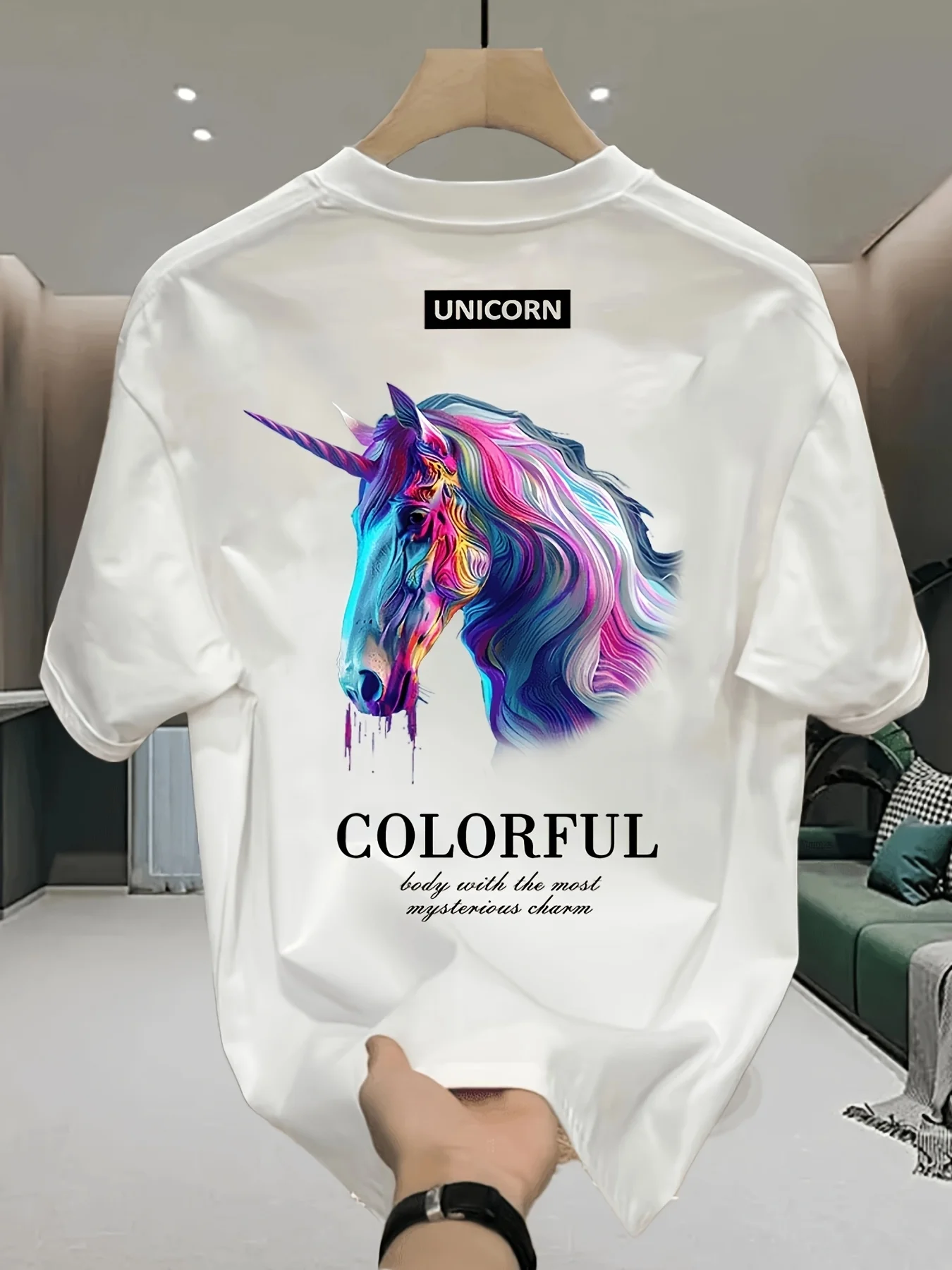 

Heavy pure cotton trendy brand printed short-sleeved T-shirt Men's summer new loose large-size casual versatile top for men