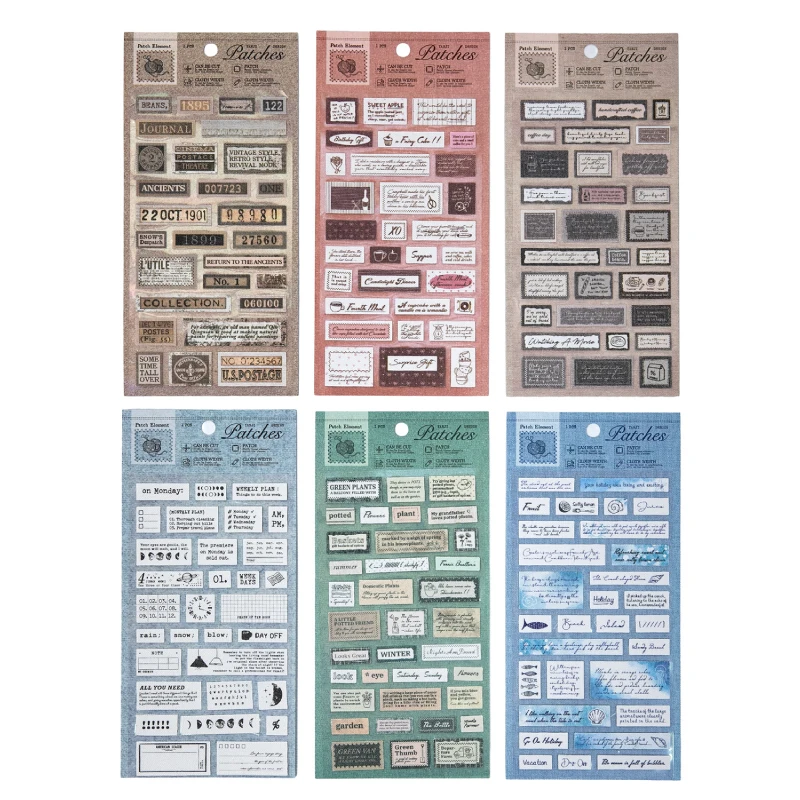 

6 упаковок/лот, серия патчей, милая ретро декоративная тканевая наклейка