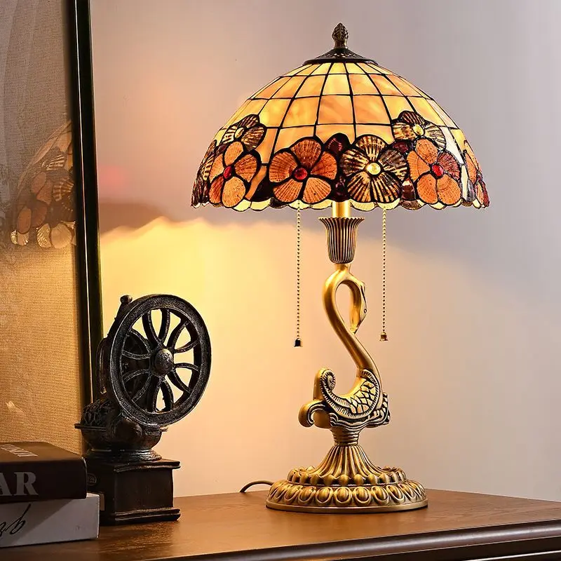 

OUFULA European Retro Brass Table Lamp LED Modern Creative Swan Copper Desk Light for Home Living Room Bedroom Decor