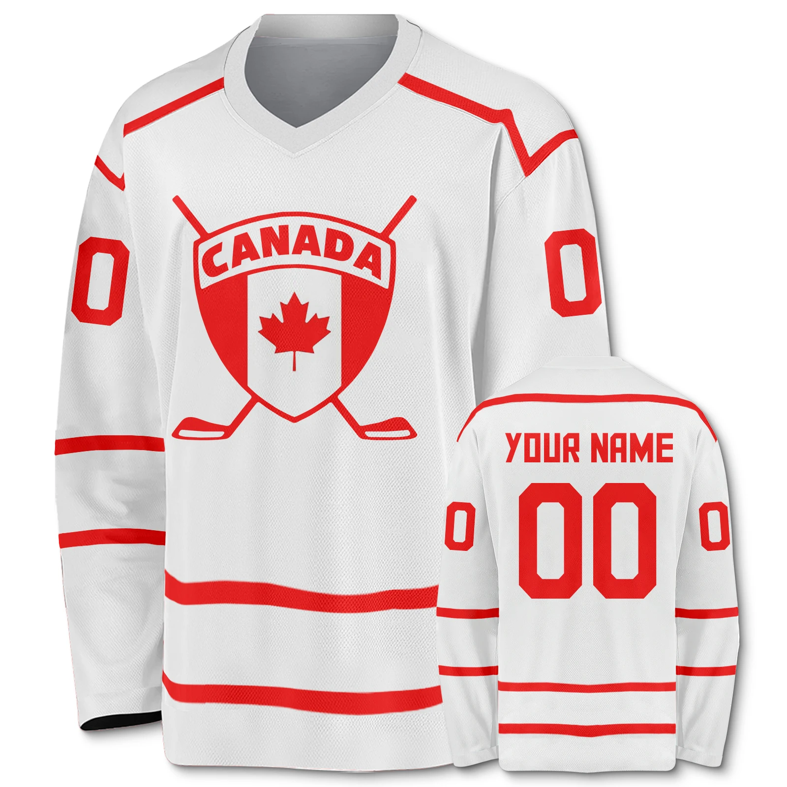 Custom Canada Hockey Jersey with Name Number for Men Women Youth Kids Personalized Canadian Team Shirt Ice Hockey Fan Apparel