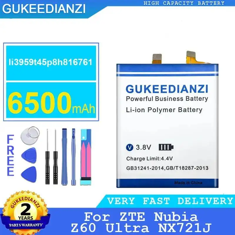 

6500Mah Mobile Phone Battery Li3959t45p8h816761 For Zte Nubia Z60 Ultra NX721J High-Efficiency