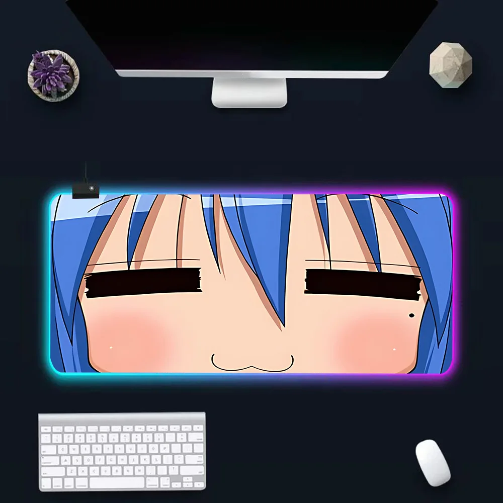 Imagem -05 - Lucky Star-konata Izumi Rgb Led Brilhante Mouse Pad Teclado pc Gamer Mousepad Borracha Gaming Computer Mausepad