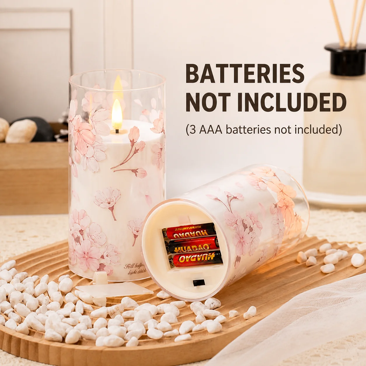 LED Real Wax Flameless Flickering Pillar Candles 3‑Pack, Battery Operated with Remote & Timer, Peach Color Simulated Flame Wick, Bedroom Night Light, Ambient Mood Light for Holiday Home Decoration