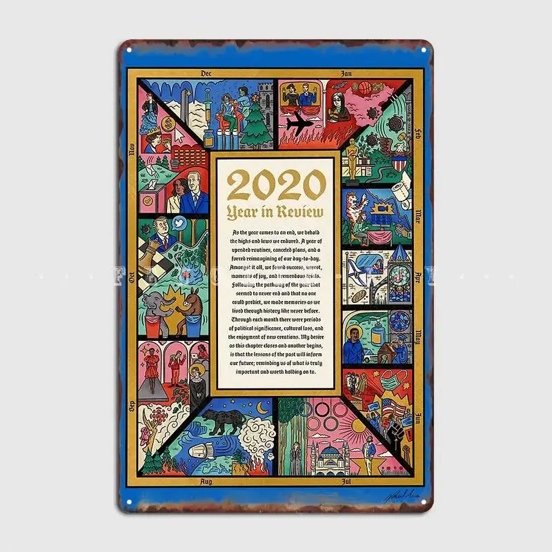 2020 Year In Review Metal Sign Wall Cave Living Room Painting Décor Decoration Tin Sign Poster