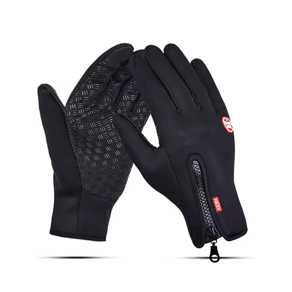 Winterhandschuhe für Herren, wasserdicht, winddicht, Kältehandschuhe, Snowboard, Motorradfahren, Fahren, warm, Touchscreen-Handschuhe mit Reißverschluss