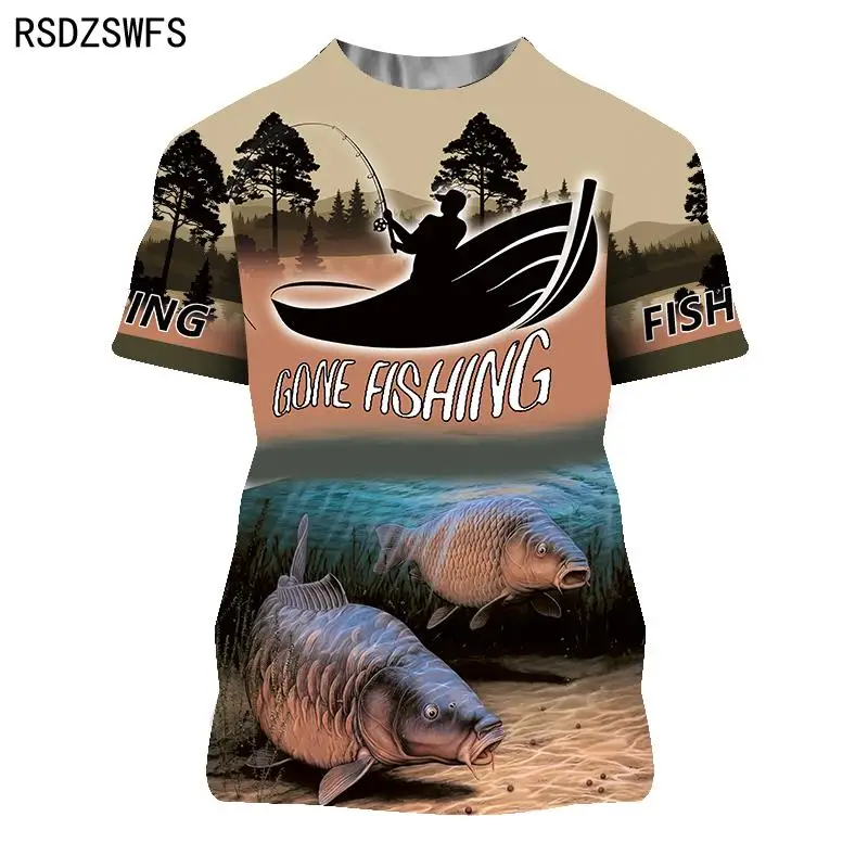 Summer 3D Printed Carp Fish Pattern Men Women Casual T-Shirt Fashion Trend Outdoor Fishing Hip Hop Short Sleeve Breathable Tops