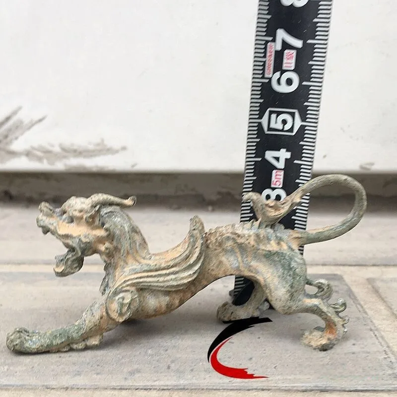 Retro green rust pulp-coated alloy copper auspicious beast Pixiu bronze ware Caifu Feitian Jiyu desktop decoration ornament coll
