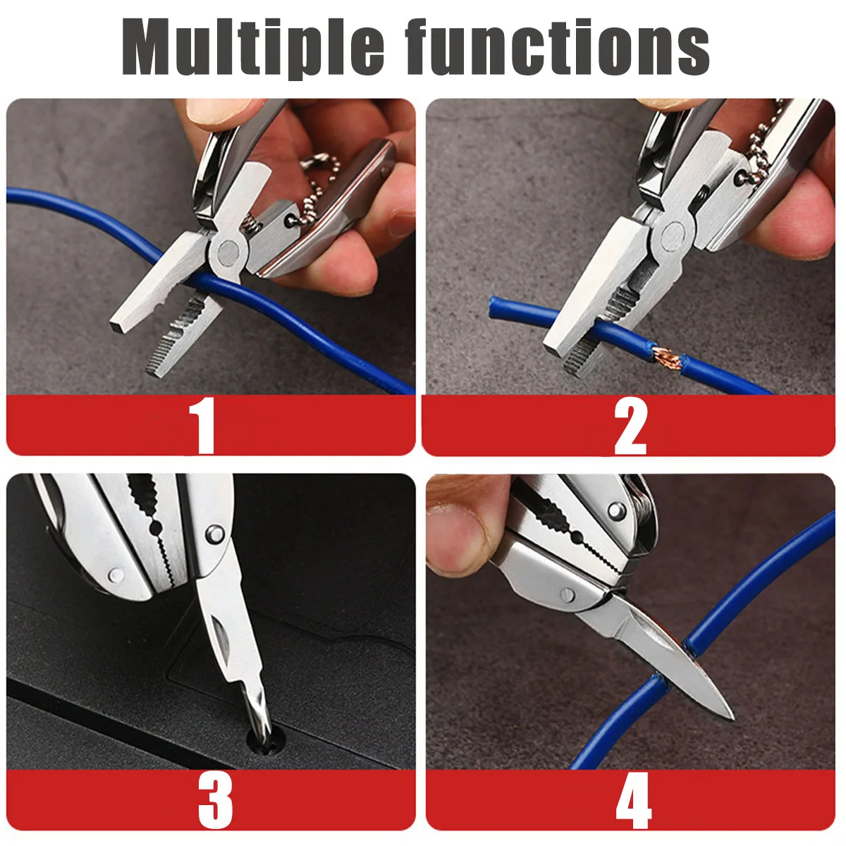 مجموعة سلسلة مفاتيح صغيرة 6 في 1 متعددة المهام، سلسلة مفاتيح متعددة الوظائف الكل في واحد، مفك براغي فيليبس، سكين، ملف، هدايا للرجال #6