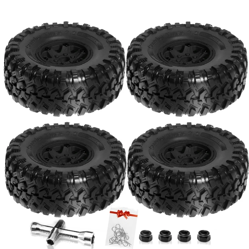 

135Mm Metal 2.2Inch Beadlock Wheel Rim Tire Set For 1/10 RC Crawler Car Axial SCX10 Wraith RR10 Capra TRX4 YK4082