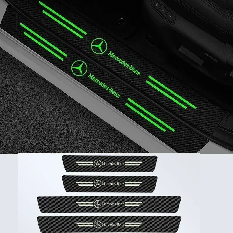 

Светящиеся лазерные наклейки на пороги автомобиля, защитные аксессуары для Mercedes Benz AMG Brabus Smart W204 GLC CLA W205 W203