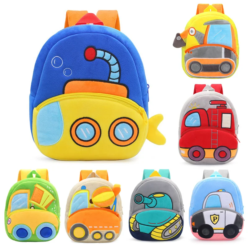 Blue Submarine School Backpack For Boys Kindergarten Class Bags Cartoon Fire Fighting Truck School Bag Kids Mochilas Escolares