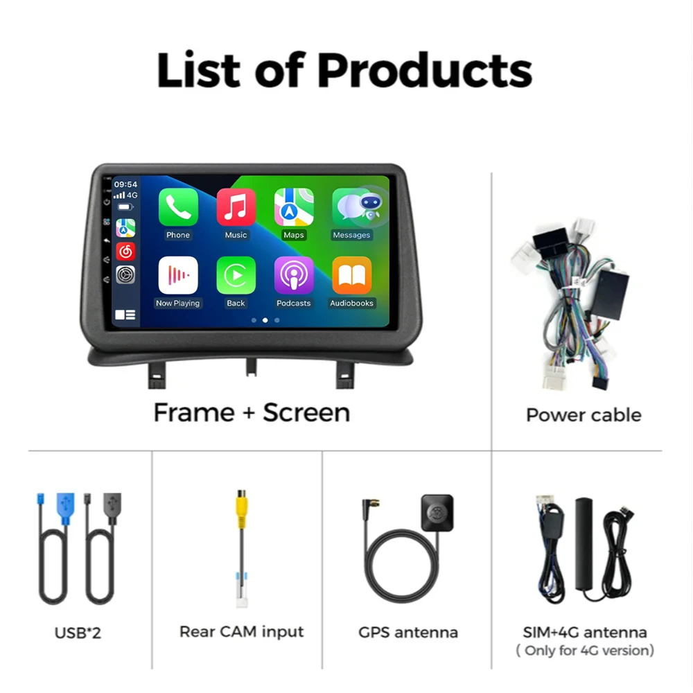 أندرويد 15 مشغل فيديو السيارات Carplay راديو السيارة لرينو كليو 3 كليو 3 2005-2014 الوسائط المتعددة الملاحة لتحديد المواقع ستيريو 2din DVD DSP #2