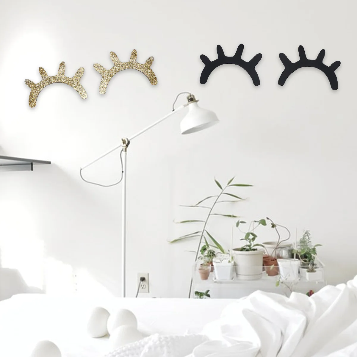 

2Pairs Wooden Eyelash Wall Stickers Removable Nursery Room Bedroom Decor Photography Props Stylish Wall Art