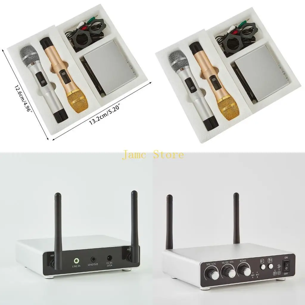 LX0B Professional Wireless Microphone System Dual Channel Automatic Handheld Mic Home