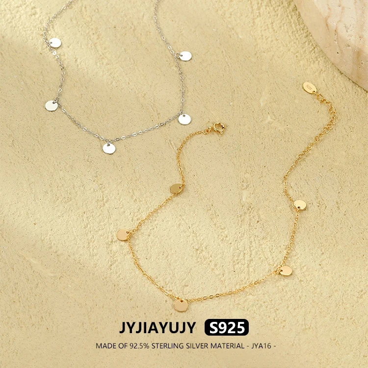 

JYJIAYUJY 100% Whole Original Sterling Silver S925 Anklet In Stock 5MM Small Circular Fashion Jewelry Gift Daily JYA16