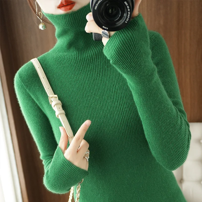 Heating Solid Sweater Women Turtleneck Knitted Pullovers Harajuku Korean Thick Knitwear Autumn Winter Fashion Slim Jumpers