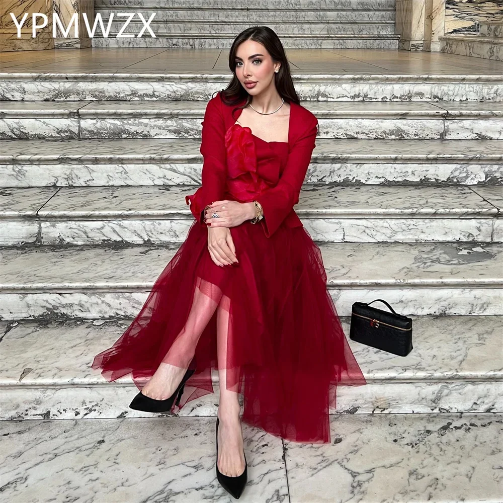 Customized Prom Gown Evening Formal Dress Women YPMWZX Square Collar A-line Floor Length Skirts Tulle Bespoke Occasion Dresses P