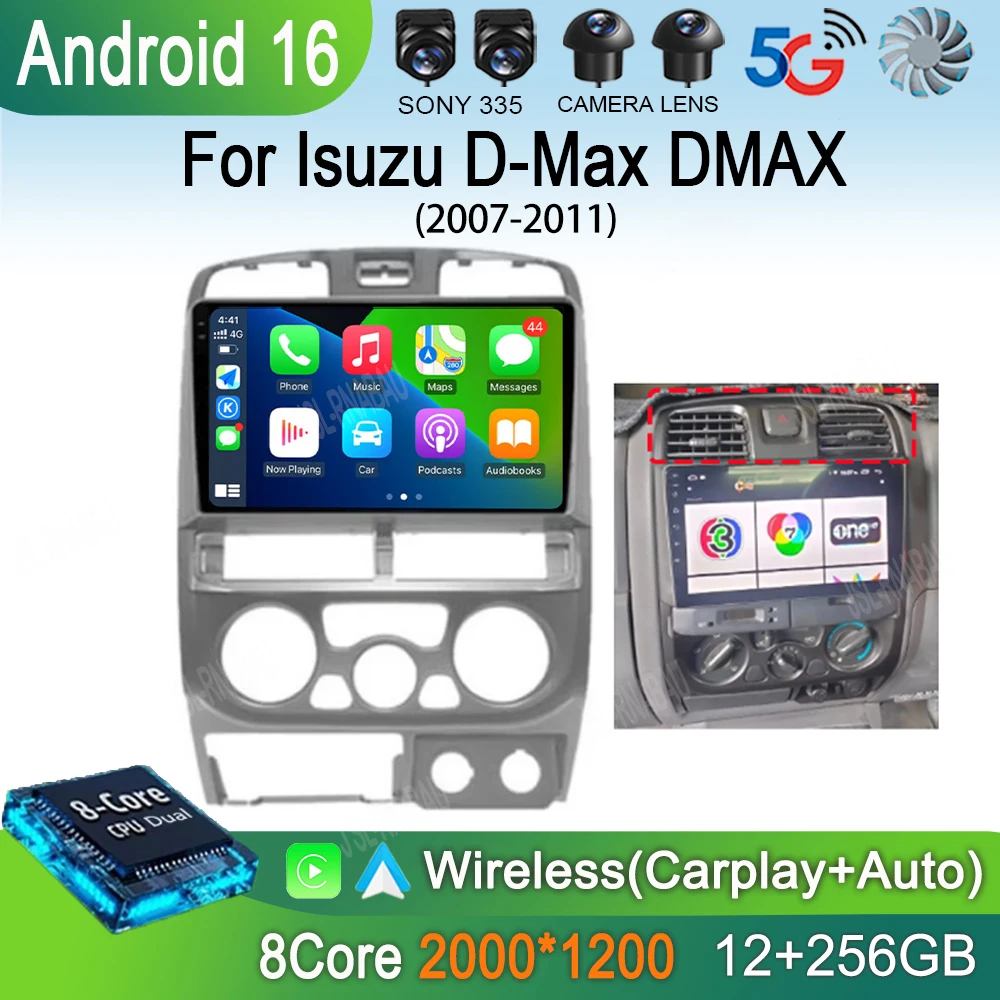 Android 16 Carplay Auto For Isuzu D-Max DMAX 2007 2008 - 2011 Radio Player Multimedia Stereo Navigation Head Unit GPS Video