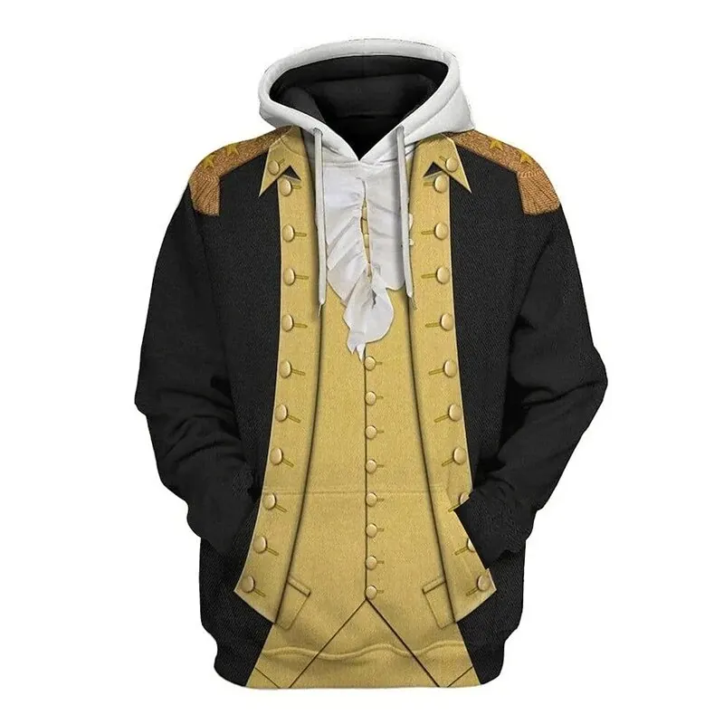 Grandee Medievale Generale Cosplay Felpe con cappuccio Uomo Vintage 3D Stampa Napoleone Felpa con cappuccio Felpe per uomo Costume Pullover con