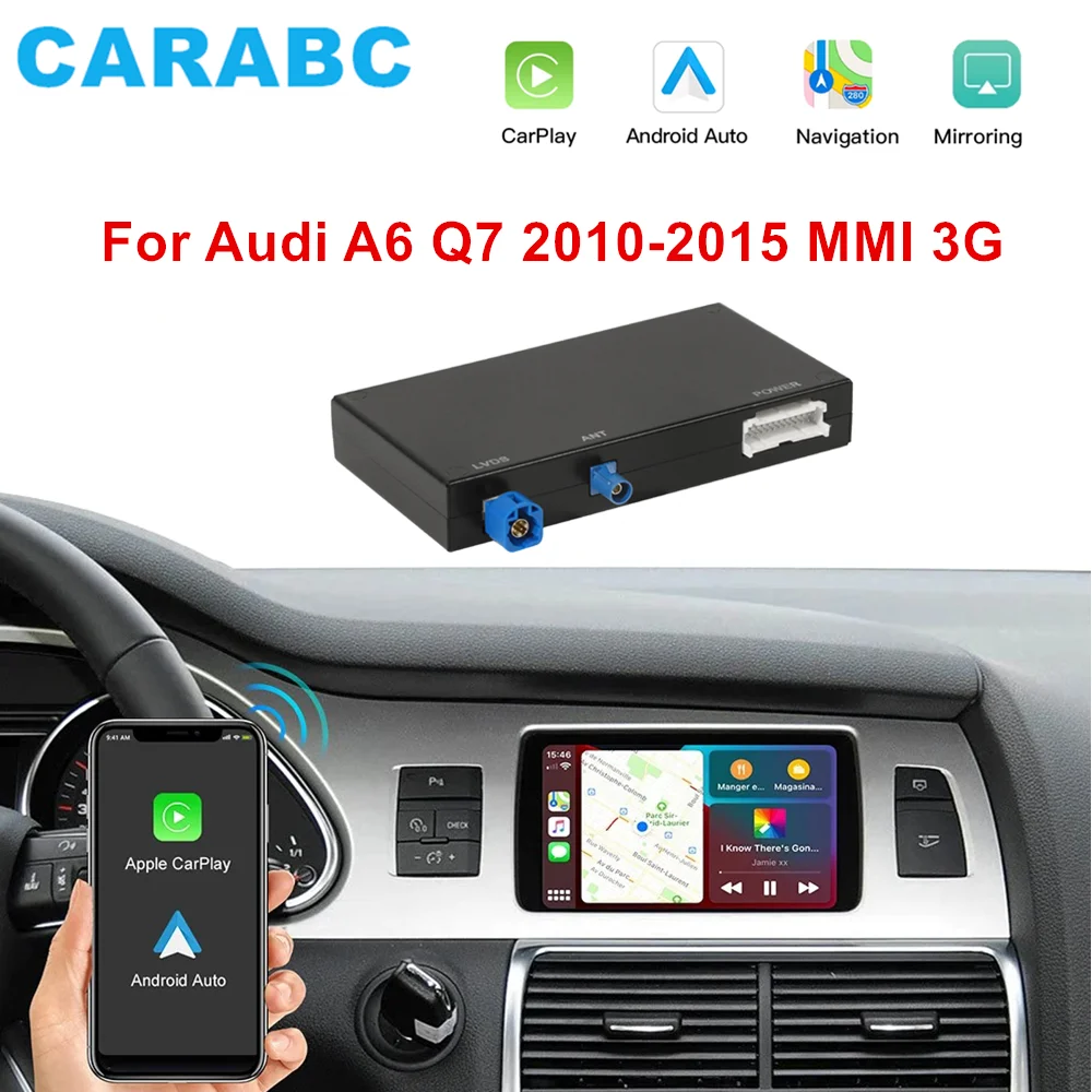 CARABC Wireless CarPlay For Audi A6 Q7 2010-2015 MMI 3G System Android Auto Adapter Mirror Link AirPlay Bluetooth GPS Navigation