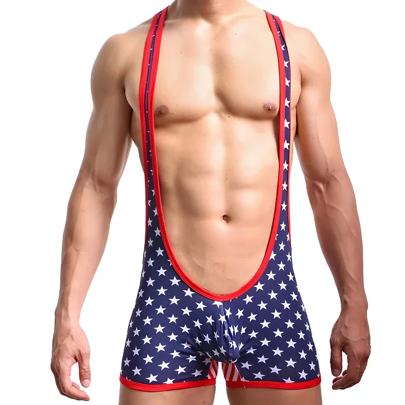 Sexy Men Undershirt Wrestling Singlet Men Boxer Short Jumpsuit Underwear One-Piece Bodysuits Tank