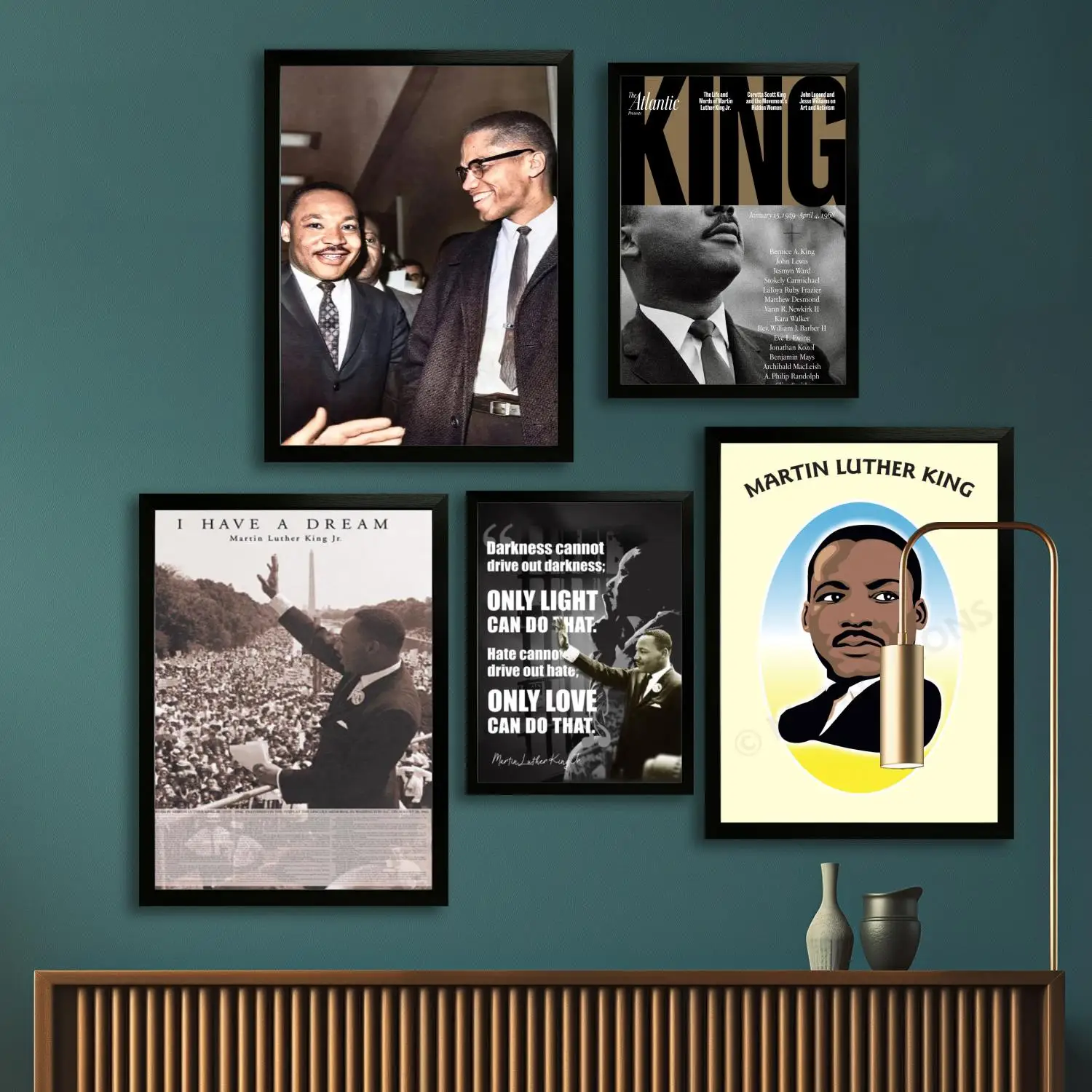 Póster artístico en lienzo de martin luther king, impresión de imágenes artísticas de pared, carteles modernos para decoración de dormitorio familiar, pintura decorativa