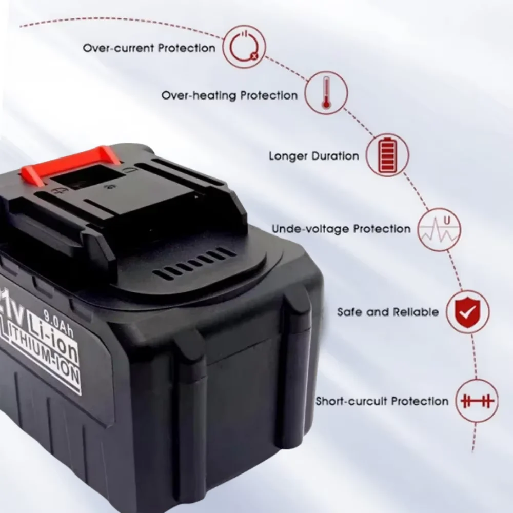 For Makita 21V Rechargeable battery, 5s3p  9Ah 18650 high-power lithium battery, electric screwdriver, drill battery and charger