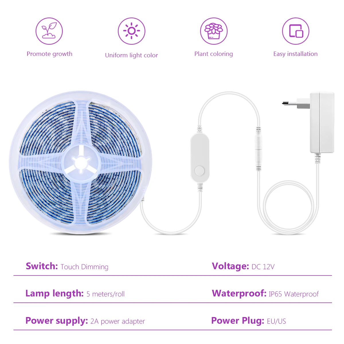 Smart Wifi Full Spectrum Grow LED Strip Light 12V Plant Growth Tent Lamp For Greenhouse Hydroponic Plant use Alexa Google Home