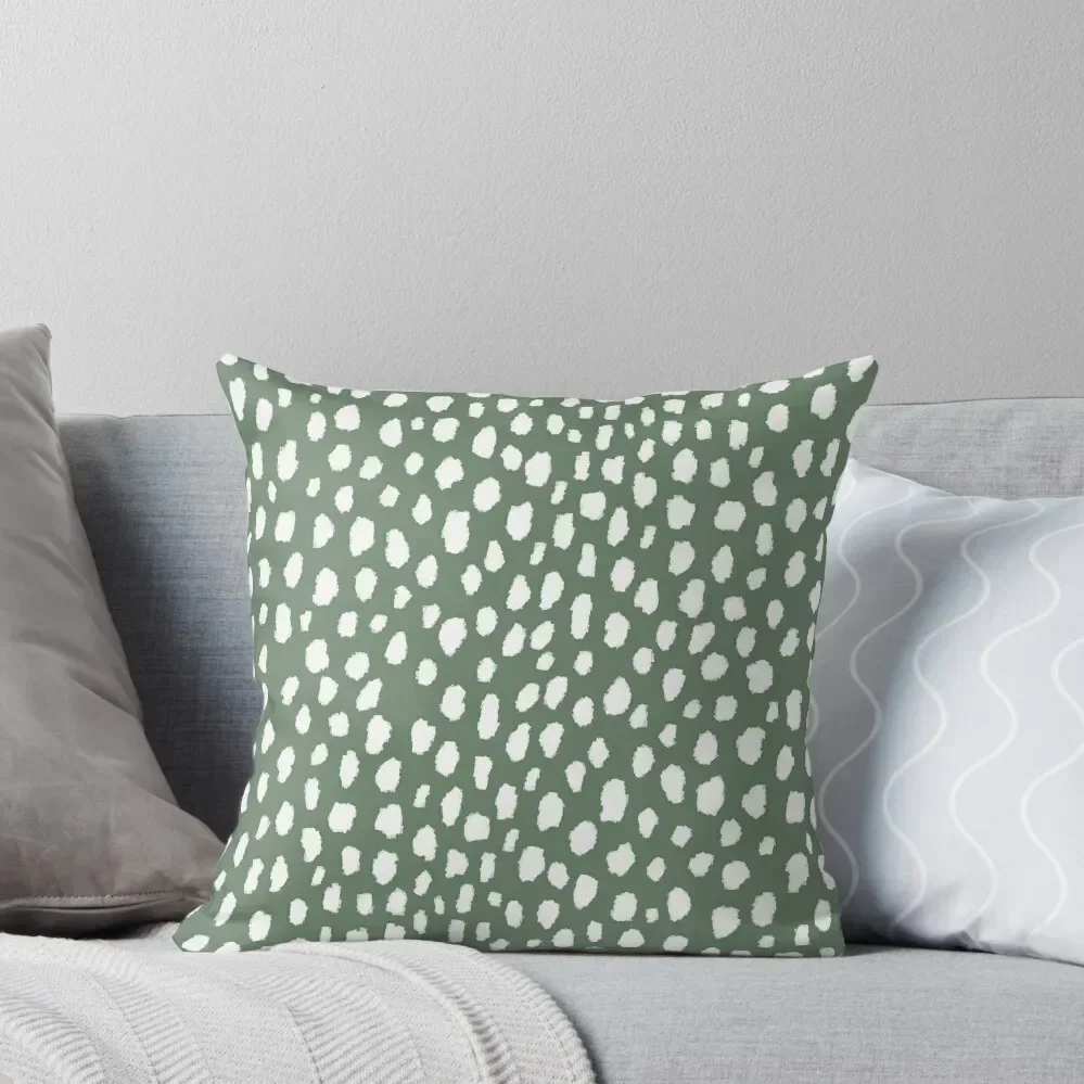 

Sage Green Polka Dot Spots (white/sage green) Throw Pillow Luxury Cushion Cover Decorative Cushions pillow