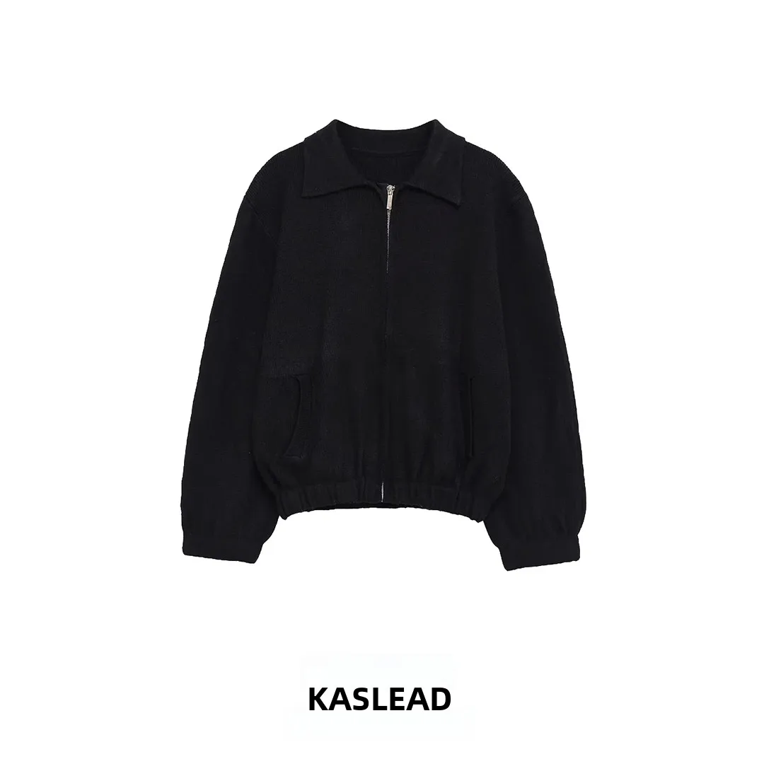 

KASLEAD Faionable вязаная куртка-пилот для женщин с воротником на молнии, длинное све, зимняя верхняя одежда из полиэфирного волокна, ор пальто