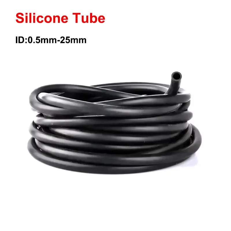 Silicone Tube Black Flexible Rubber Hose 0.5 2 3 4 5 6 7 8 10 12 14 16 18 20 25mm Flexible Soft Silicone Tube