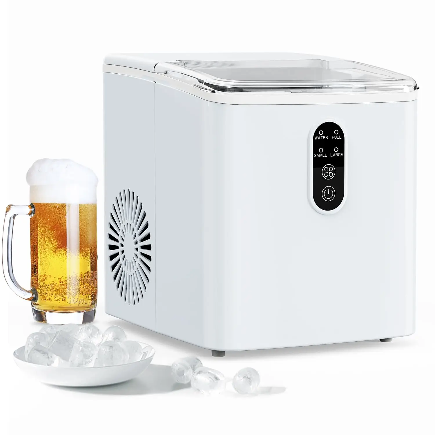 Countertop Ice Maker, 9 Chewable Cubes Ready in 6 Mins, 33lbs/24Hrs Portable Ice Machine with Ice Scoop and Basket Self-Cleaning