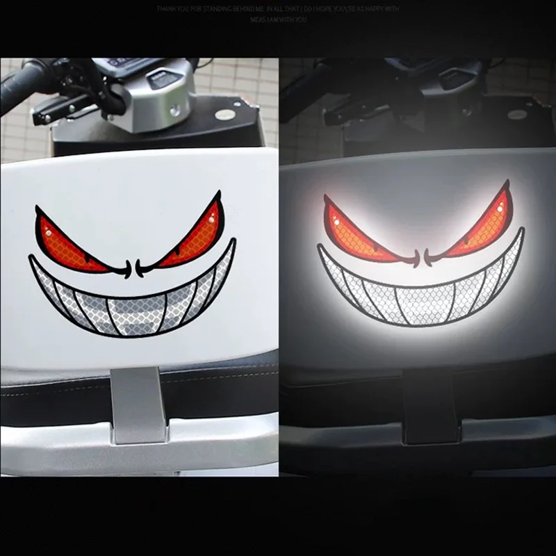 5PC Devil Eye Reflective Motorcycle Stickers Accessories Waterproof DIY Motorbike Helmet Night Safety Warning Halloween Decors