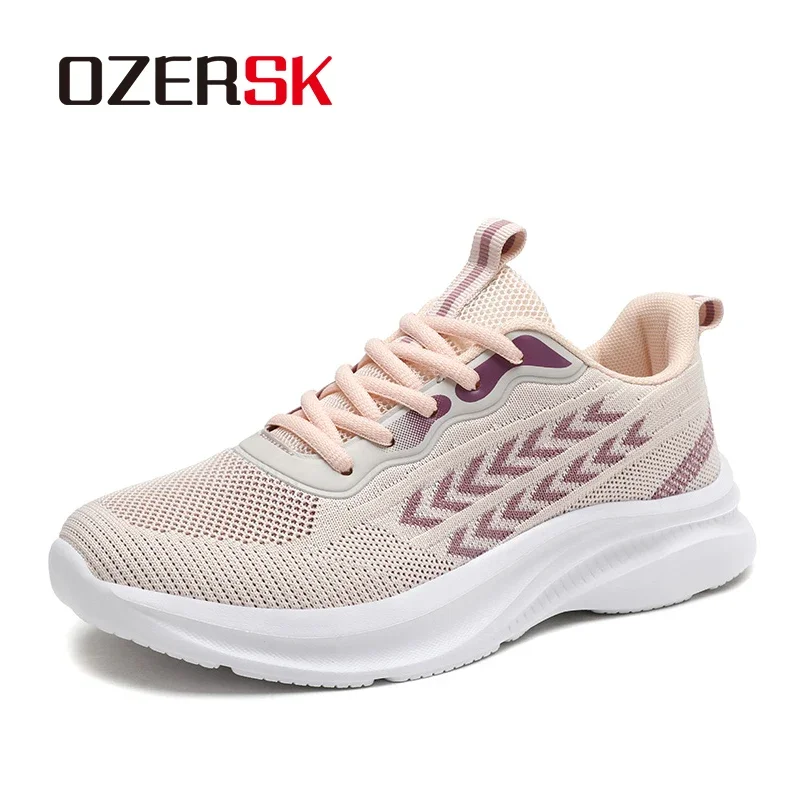 OZERSK Women Shoes Fashion Gym Casual Sneakers Shoes Knitted Classical Soft Comfortable Breathable Female Sneakers