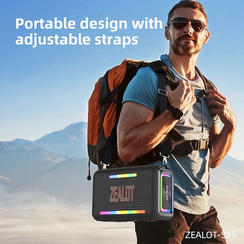S95 160W Portable RGB Colorful Light Wireless Subwoofer For Mobile Phones High Power 24000mAh Waterproof Speaker
