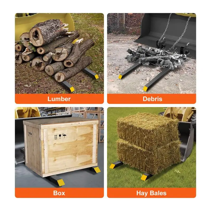 Free Shipping-Pallet Forks, 2000 lbs Capacity Clamp on Pallet Forks, 43" Tractor Bucket Forks, Heavy Duty Front Loader Attachment for Tractor, Skid Steer, Loader Bucket, Tractor Forks for Agriculture and Farm view 8