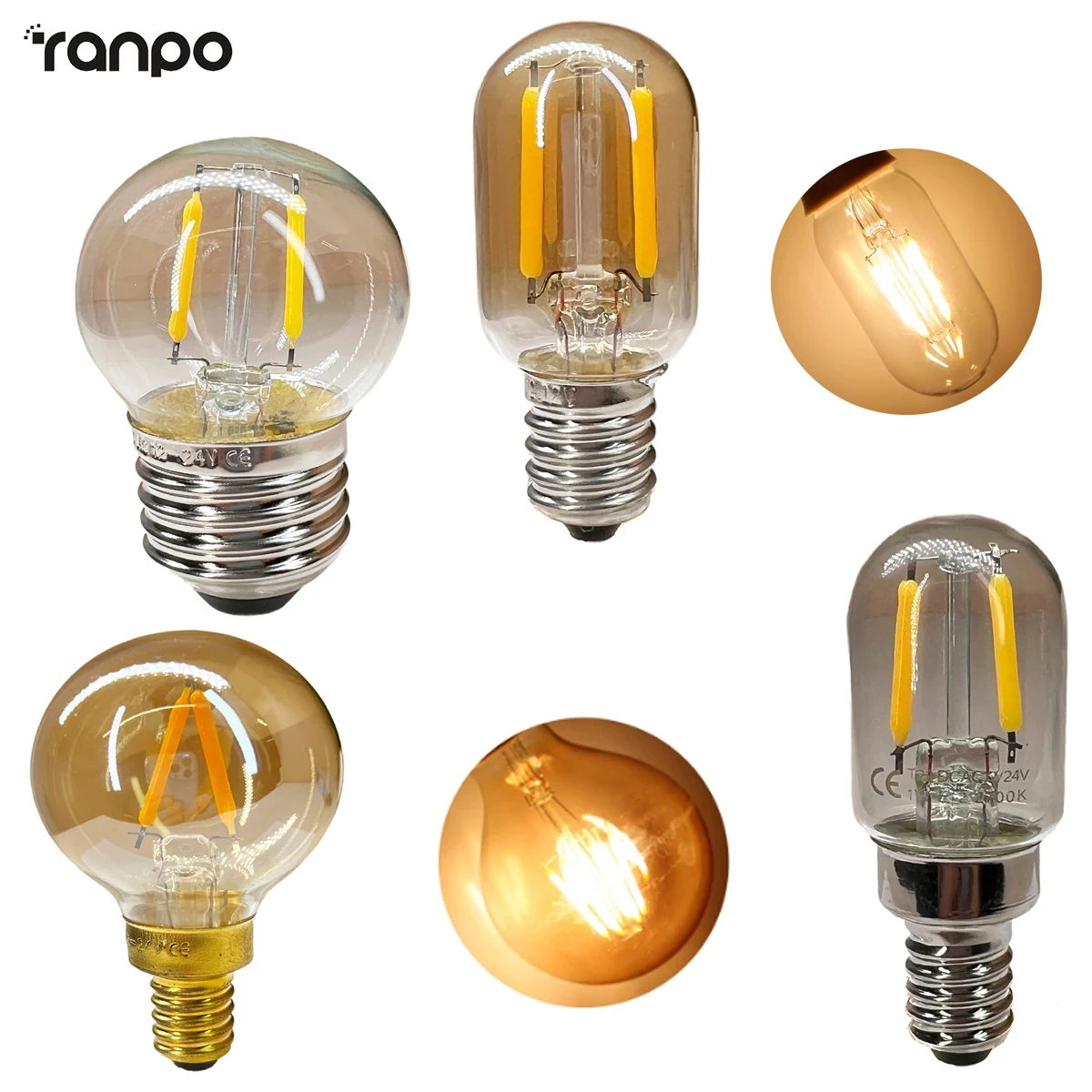 

E27 E14 E12 T22 G40 1W Retro COB LED Filament Edison Screw Light Bulb DC 12V 24V 1W Ampoule Tungsten Decoration Home Lamp