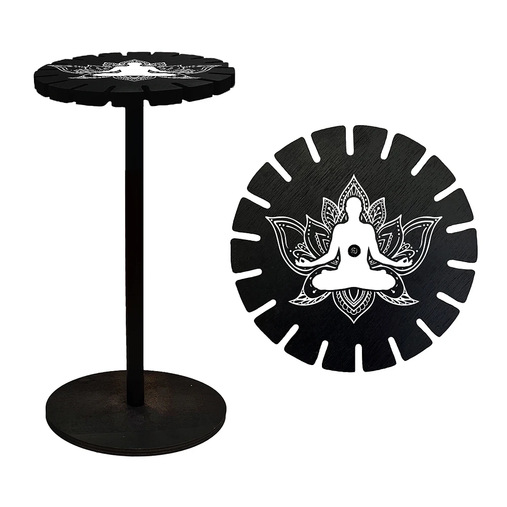 Pendulum Holder Shelf Wooden Pendulum Display Rack with Lotus Pattern Stuff Black Display Shelf for Display Gift Organizer