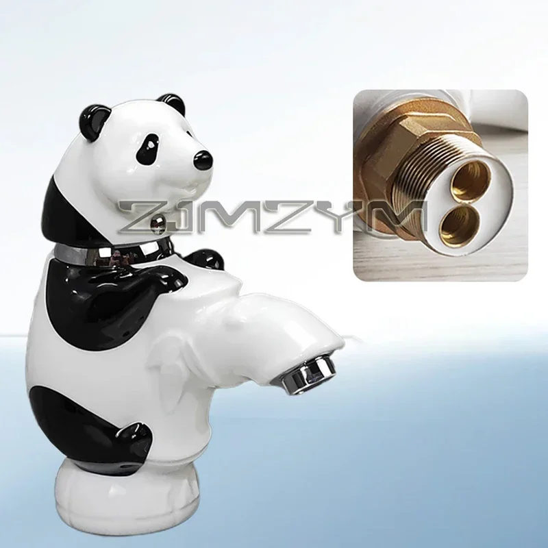 Cartoon Ceramic Faucet Single Handle Sink Washbasin Basin Mixed Taps Bathroom Hot and Cold Water Faucet