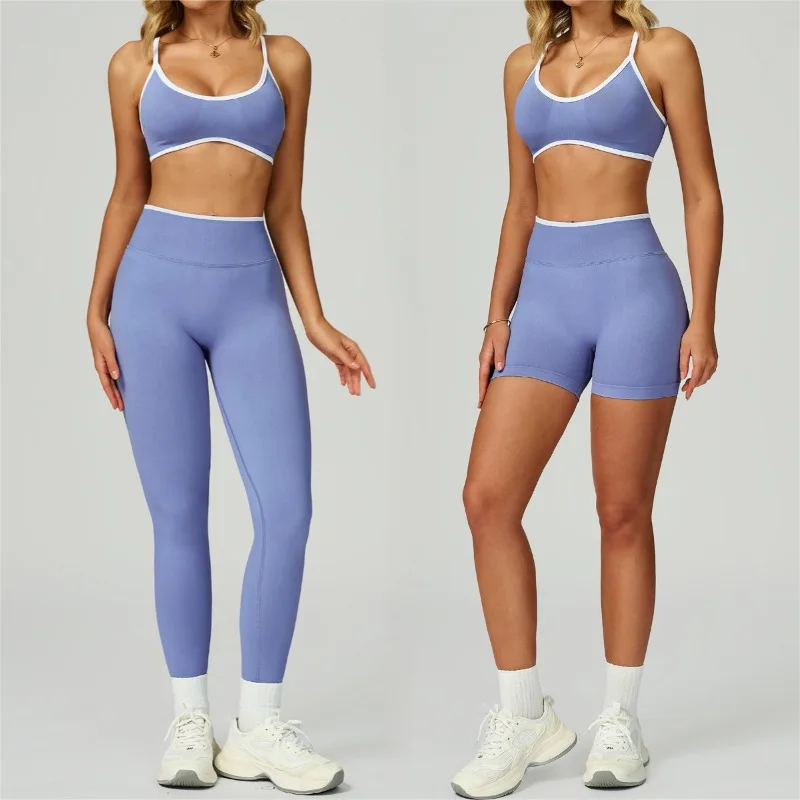 

Женский бесшовный цветной комплект для йоги с открытой спиной и высокой талией, фитнес-костюм для бега и отдыха на открытом воздухе, фитнес-набор