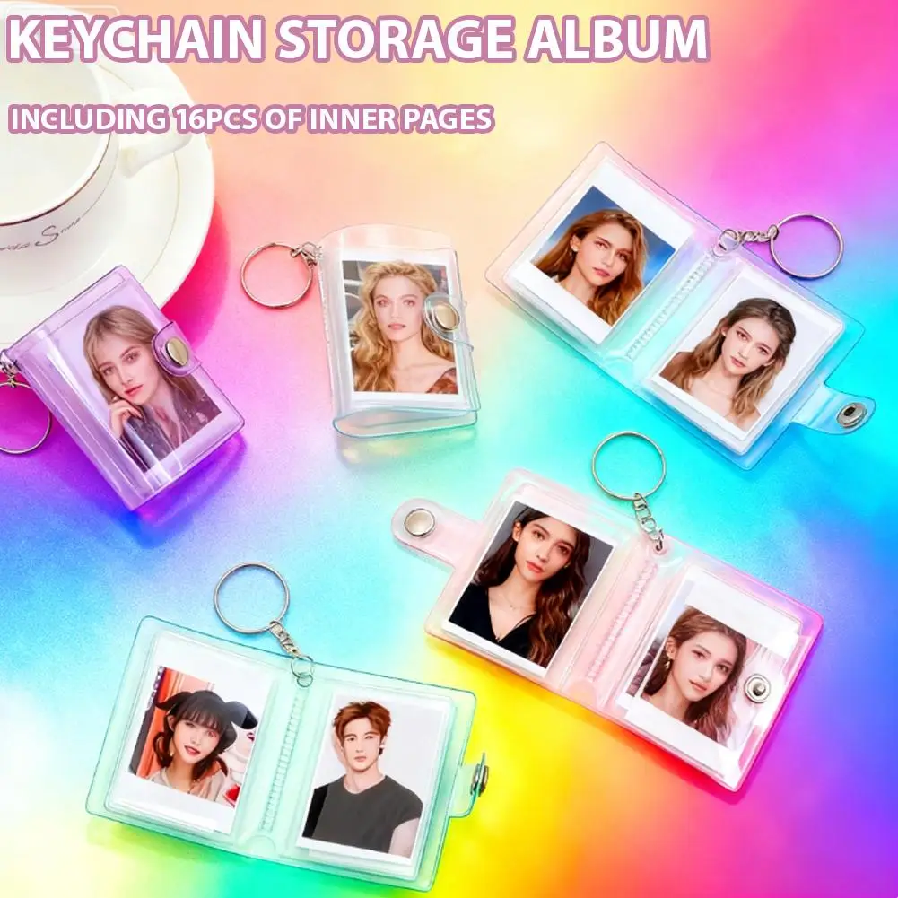16 ورقة لطيف سلسلة المفاتيح الصغيرة ألبوم صور 1 بوصة أزرار خاطفة القرطاسية ملاحظة المواد كتاب مجلة ورقة تخزين المجلدات Poc P2N8