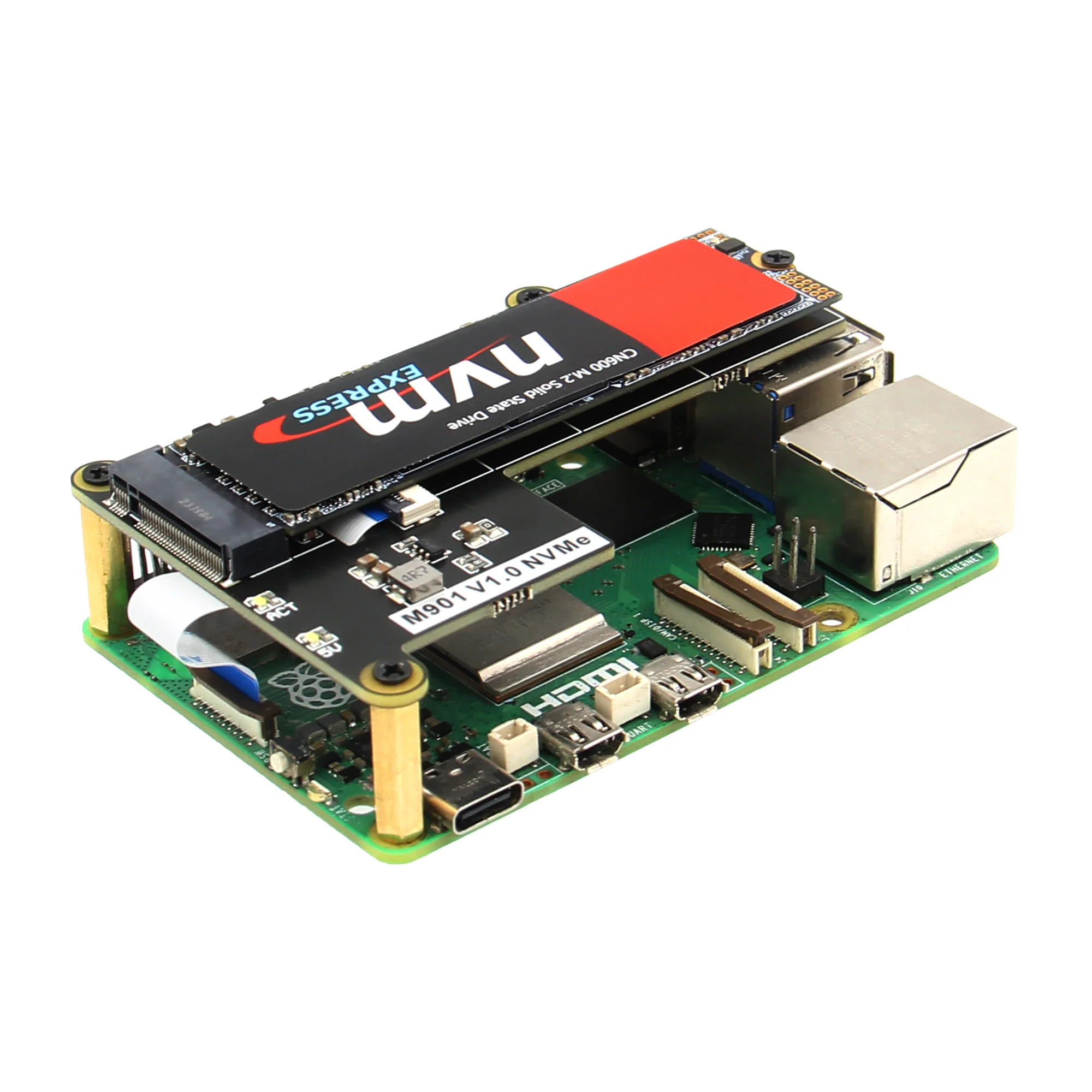 Geekworm M901 PCIe to M.2 NVMe SSD Board Shield for Raspberry Pi 5