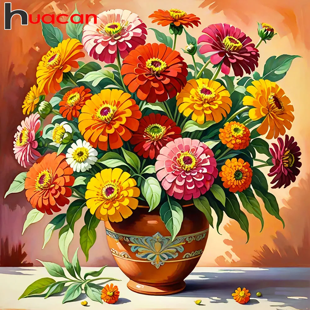 Huacan 5D DIY Diamantmalerei Gänseblümchen-Vase Diamant-Mosaik Blume Neue Kollektion 2026 Bild aus Strasssteinen