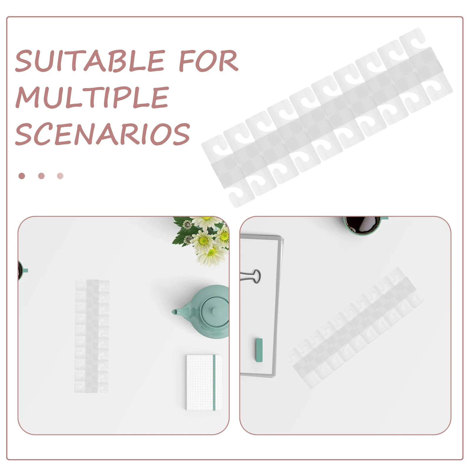 Ganchos transparentes autoadhesivos, pestañas colgantes de plástico para organizar el hogar, oficina, venta al por menor, 100 Uds.