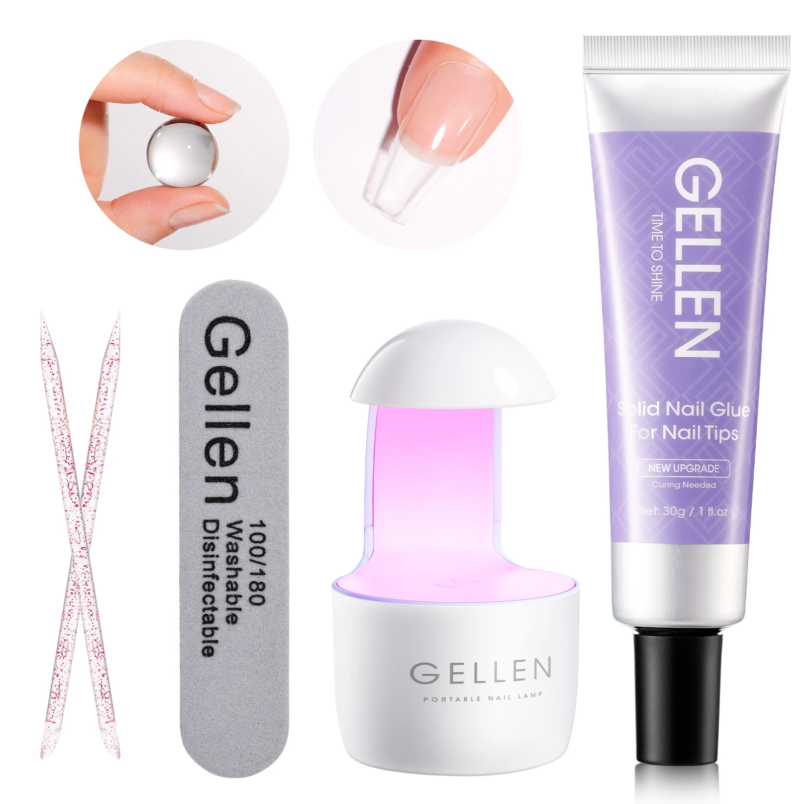 

Solid Gel Nail Glue Set 30g With UV Lamp Nail Stick for Press on Acrylic Fake Nails Extension Manicure Art Supplies Tool DIY
