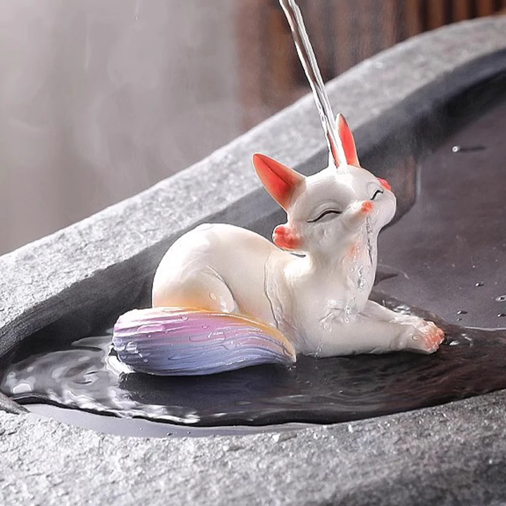 

Color-changing Pet Ornament Pets Fox-shape Figurine Resin Craft Animal Boutique