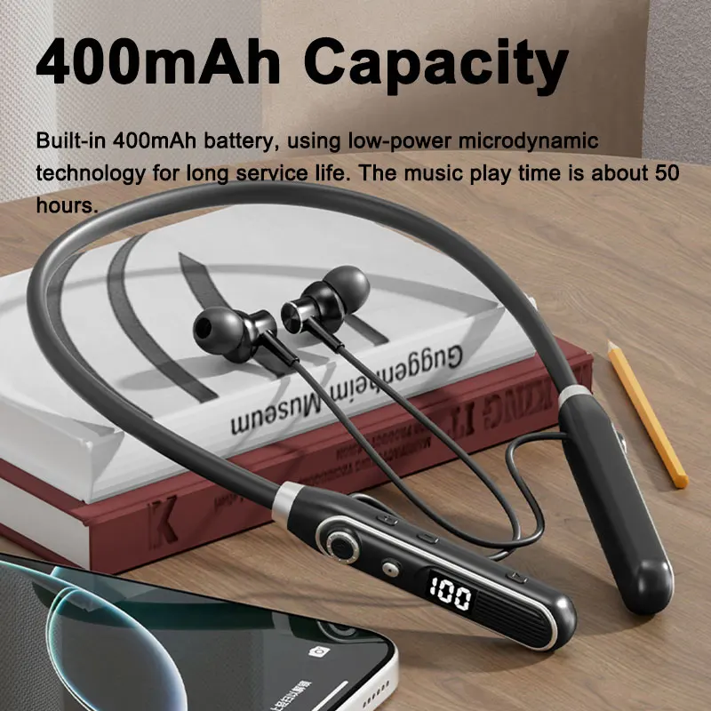 EARDECO Dolby HIFI الصوت سماعات لاسلكية داخل الأذن باس 5.4 بلوتوث شريط حول ياقة الملابس سماعة سماعة لاسلكية تعمل بالبلوتوث سماعة الرياضة ستيريو